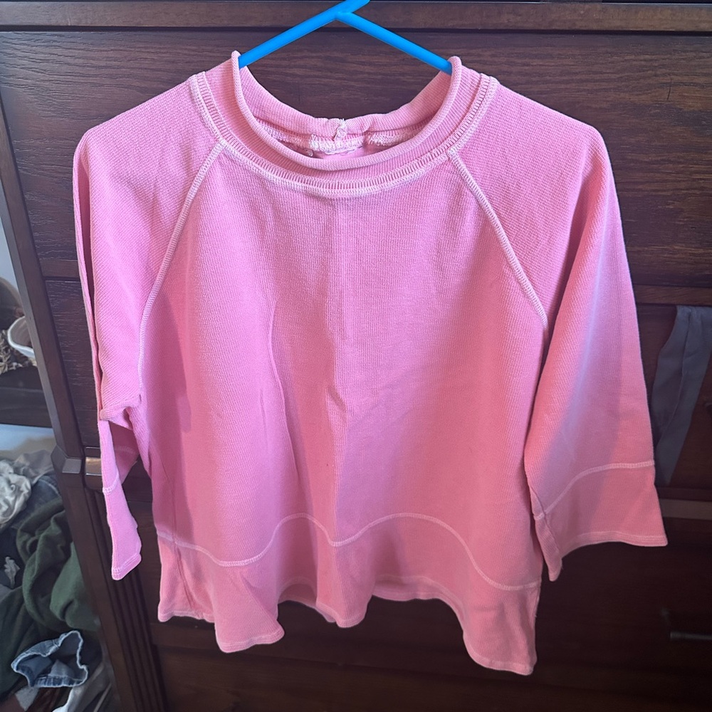 Pink Cropped Crew Neck Sweatshirt